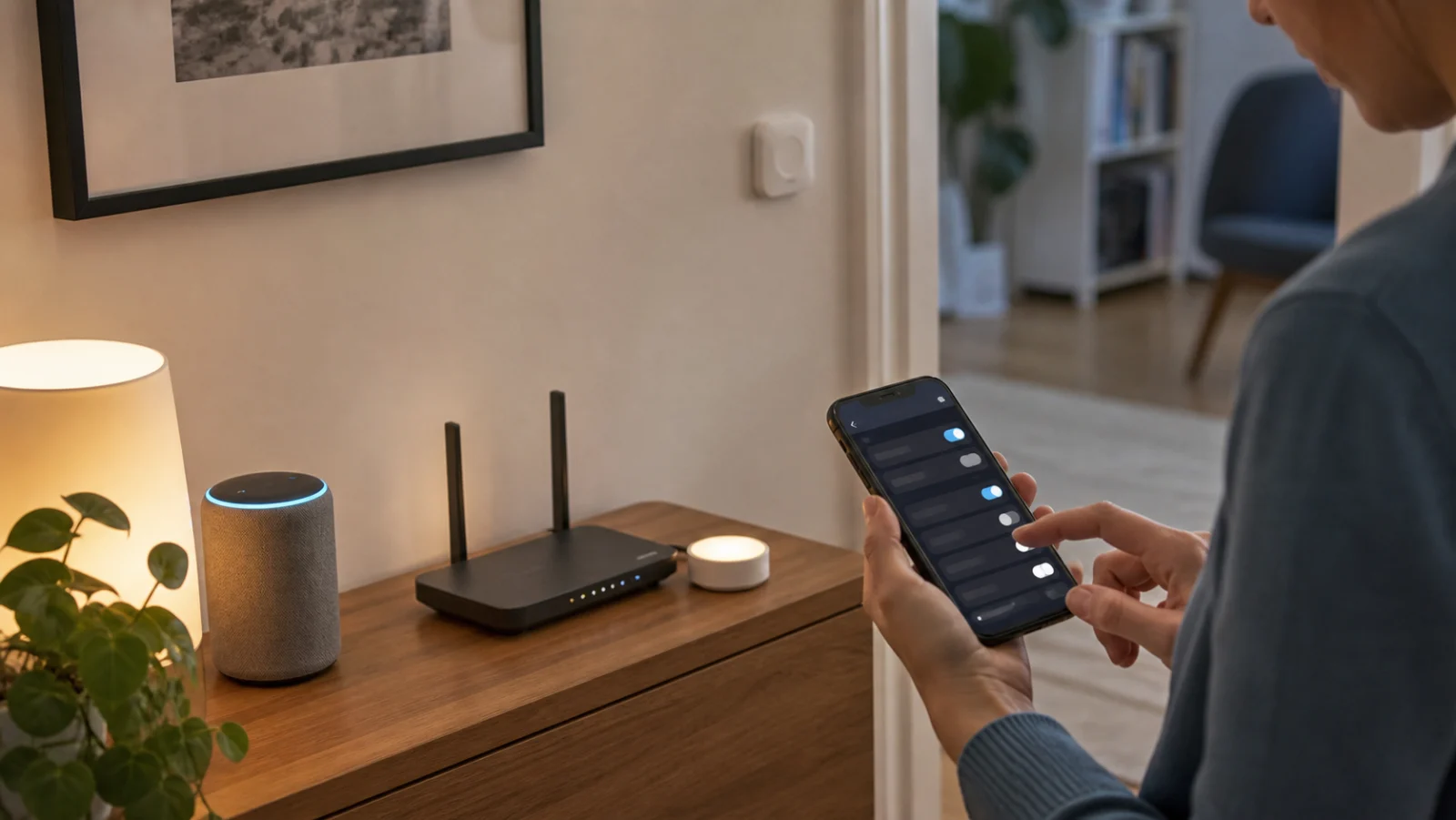 personne reglant les options de confidentialite de plusieurs objets connectes domestiques