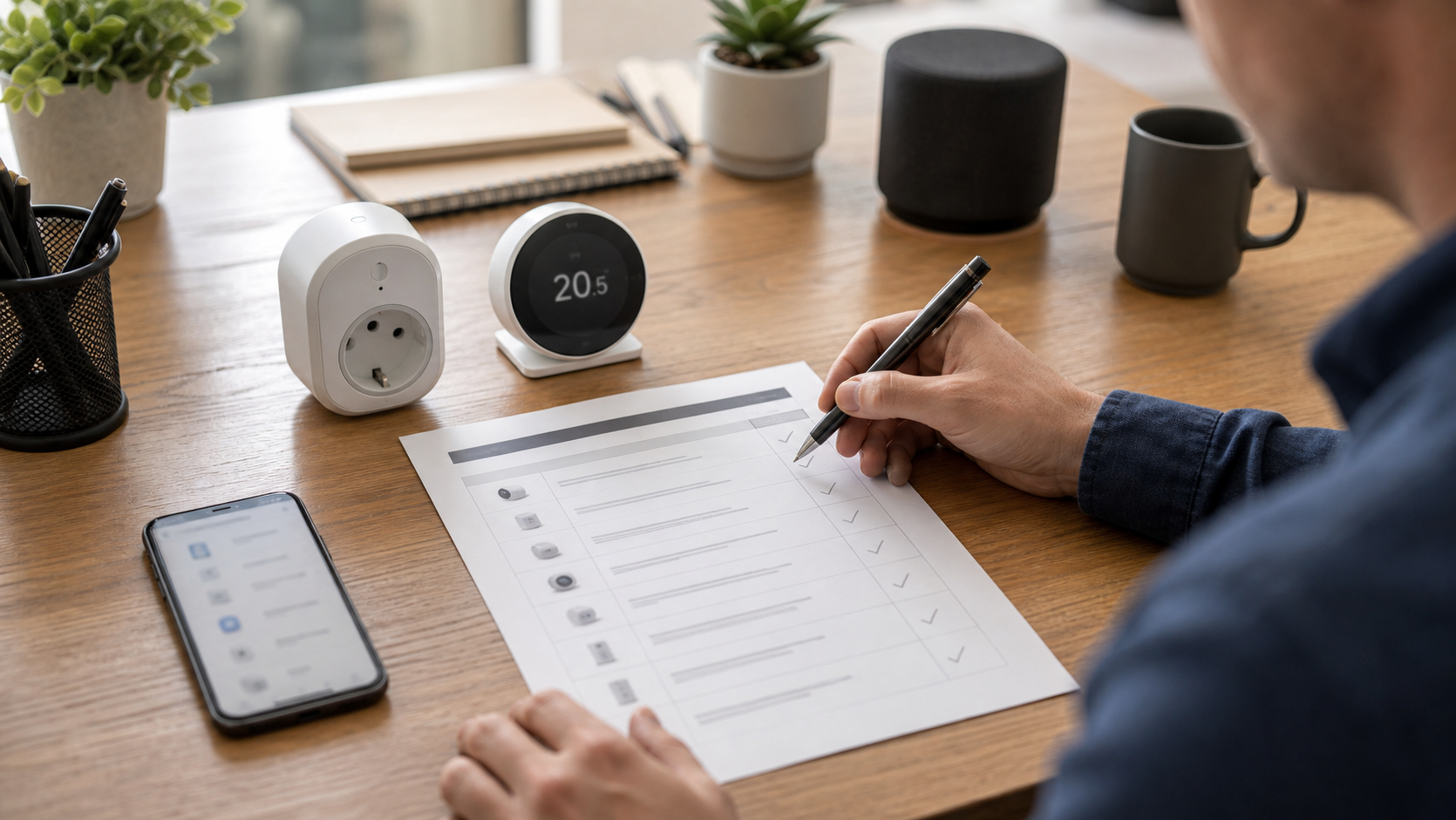 Fiche produit domotique vérifiée avec une prise et un thermostat