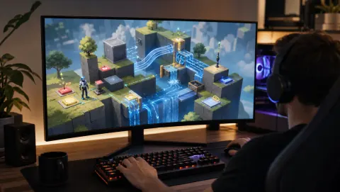 Puzzle sandbox avec plusieurs solutions possibles sur un écran de jeu