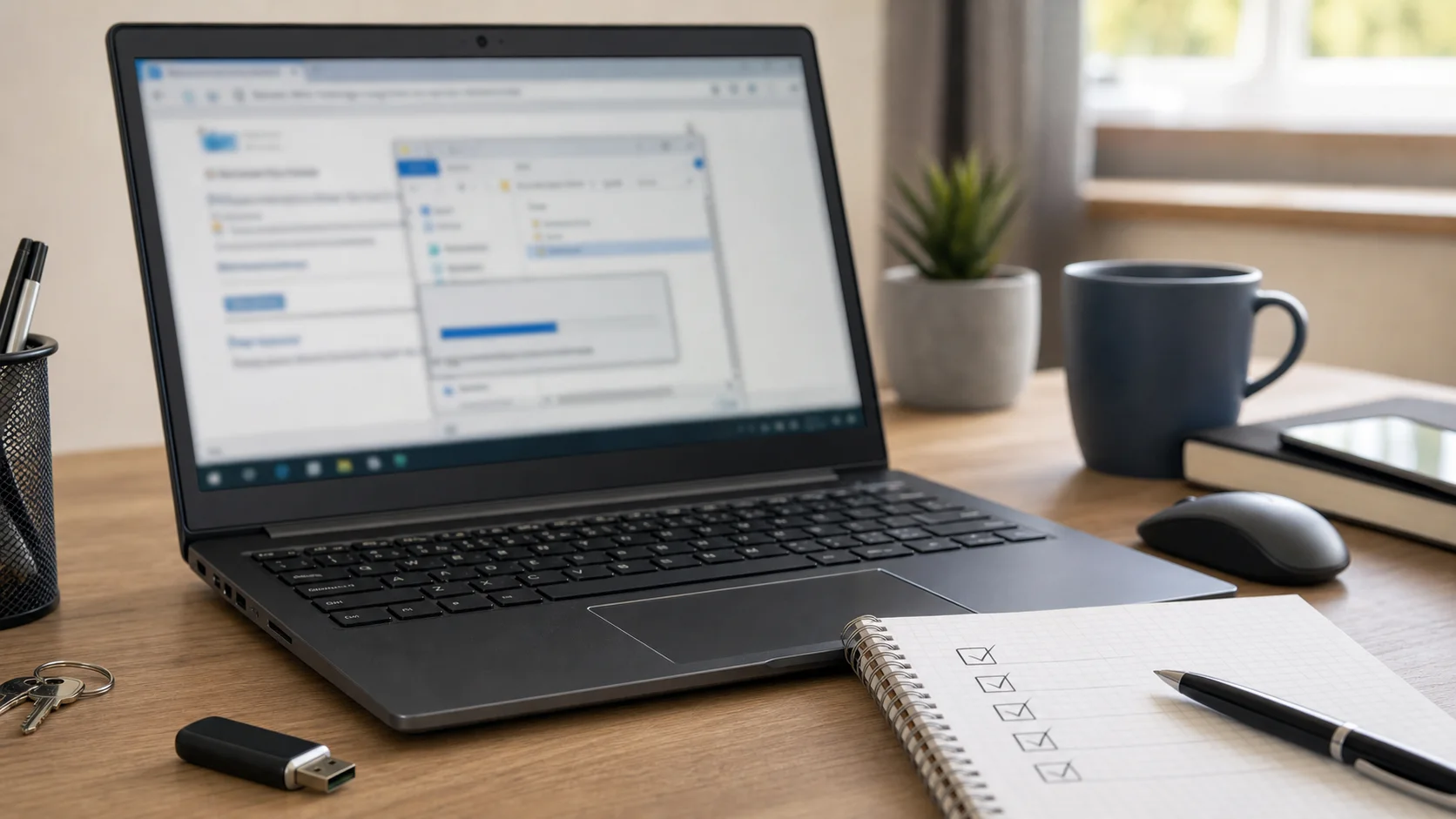 Ordinateur Windows avec contexte de téléchargement logiciel vérifié