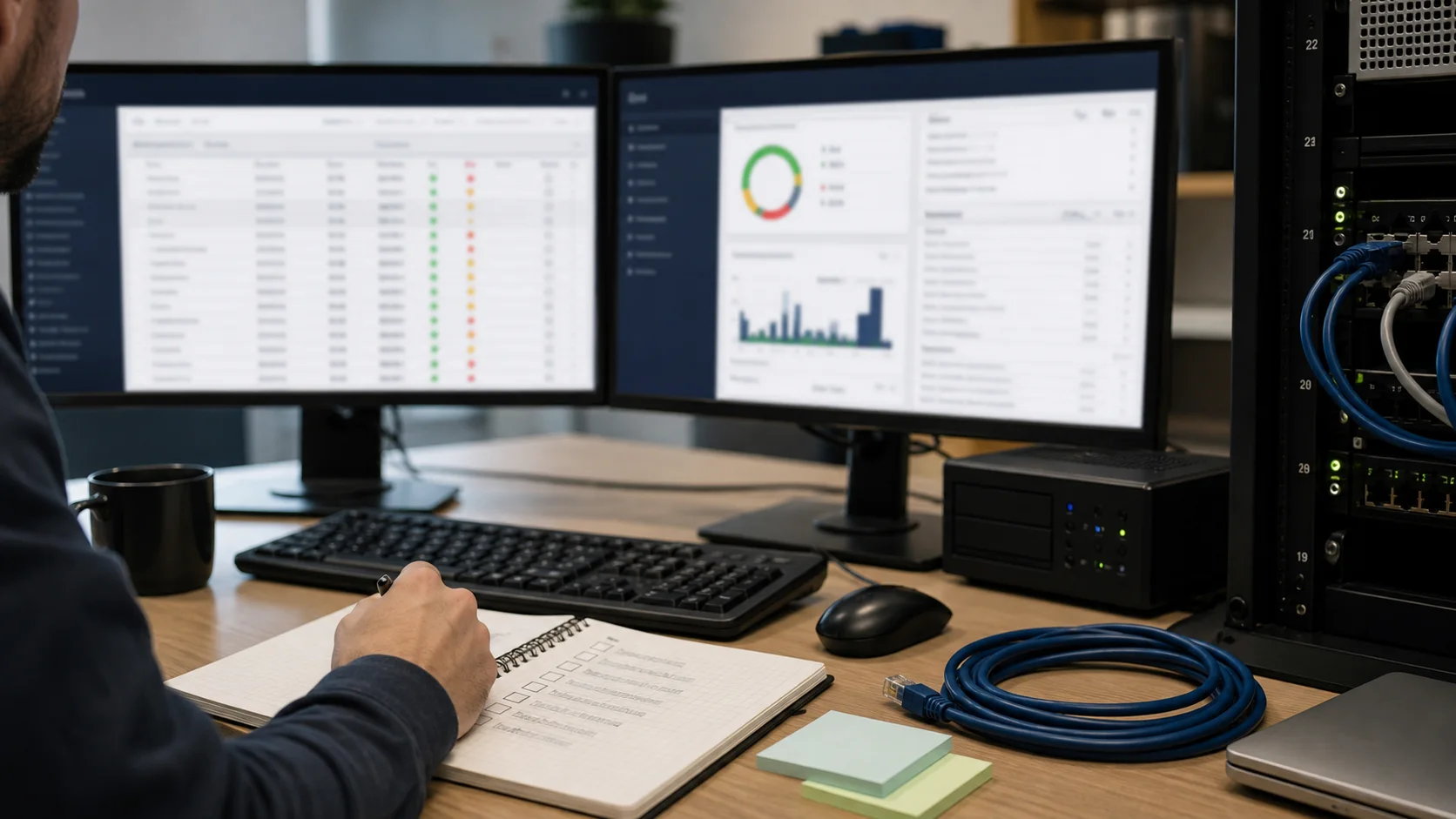 Poste administrateur avec inventaire serveur et checklist de migration