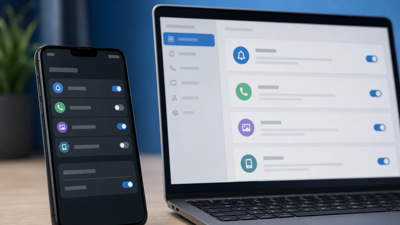Réglages de permissions entre un smartphone et un ordinateur