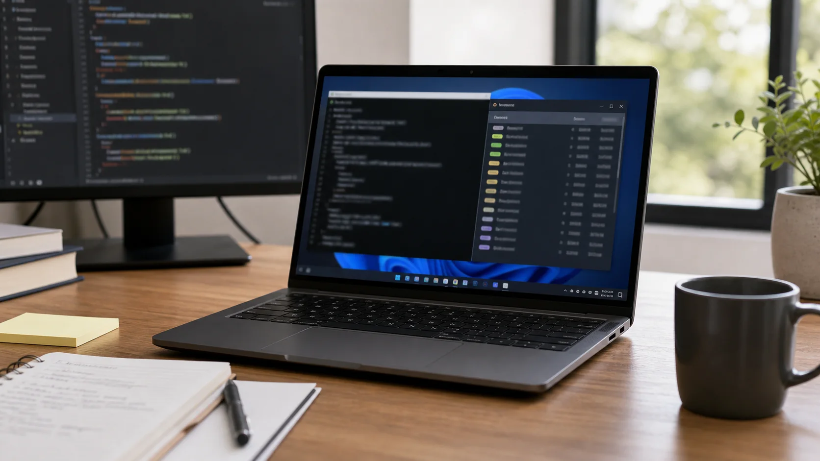 Environnement Windows avec terminal et versions Node.js