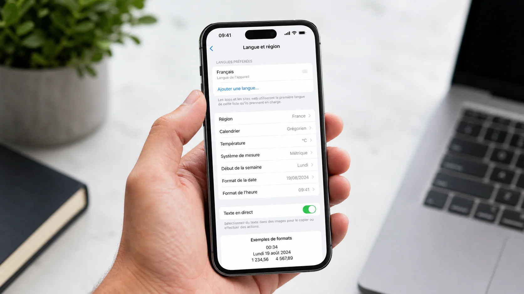 Réglage de langue et région sur iPhone