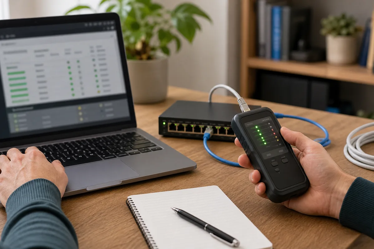 Test d’un lien Ethernet domestique avec testeur et ordinateur