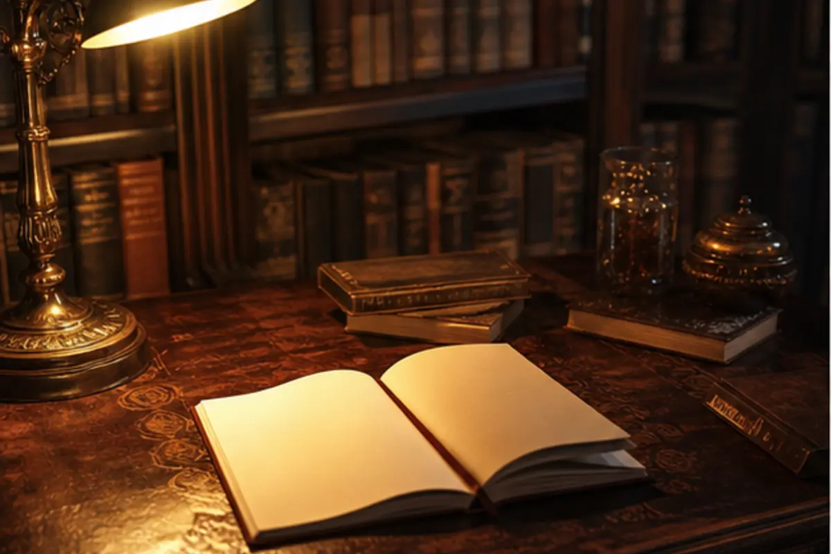 Table de lecture ancienne évoquant une préquelle de saga dystopique