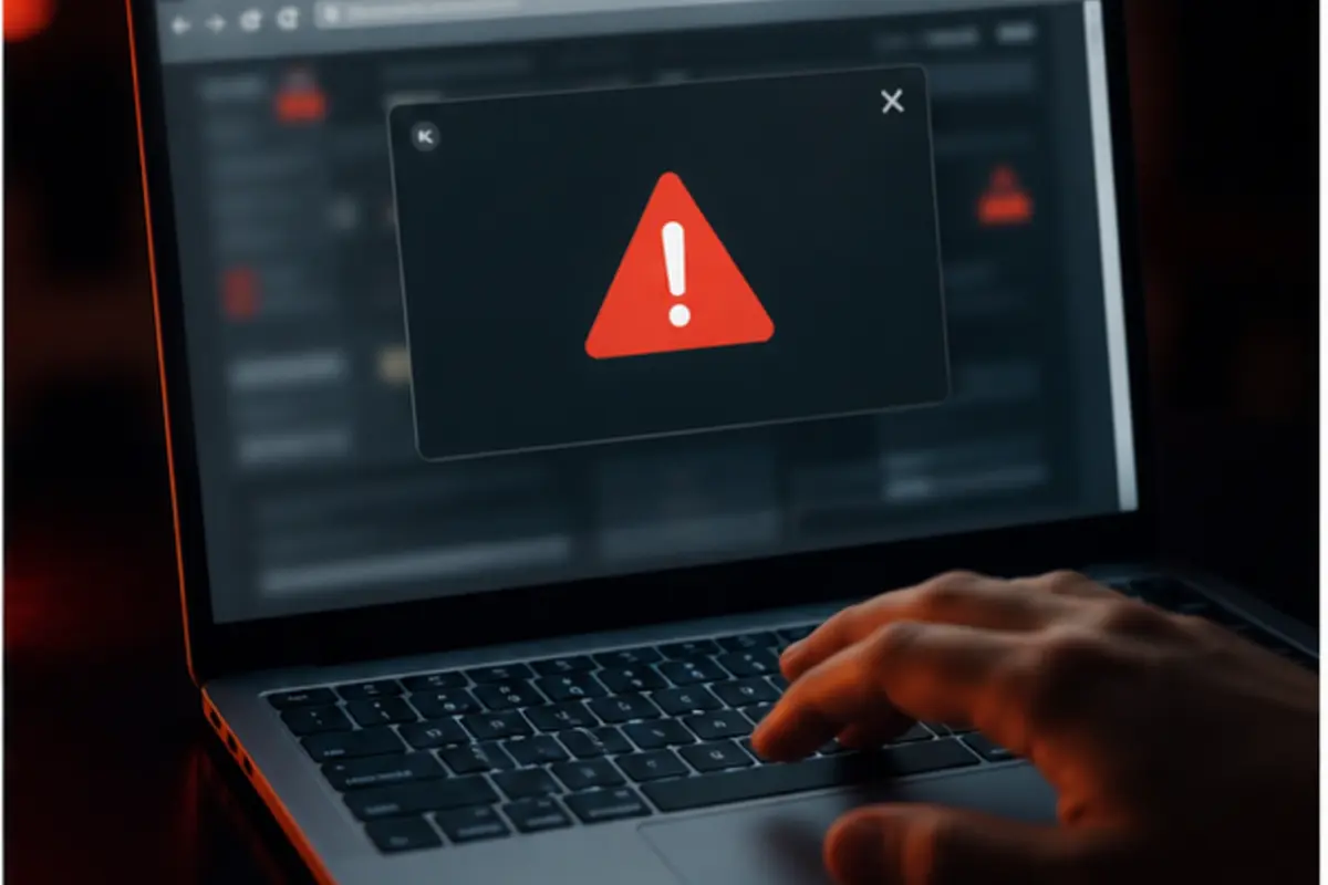 ordinateur affichant une alerte de sécurité abstraite sans texte lisible