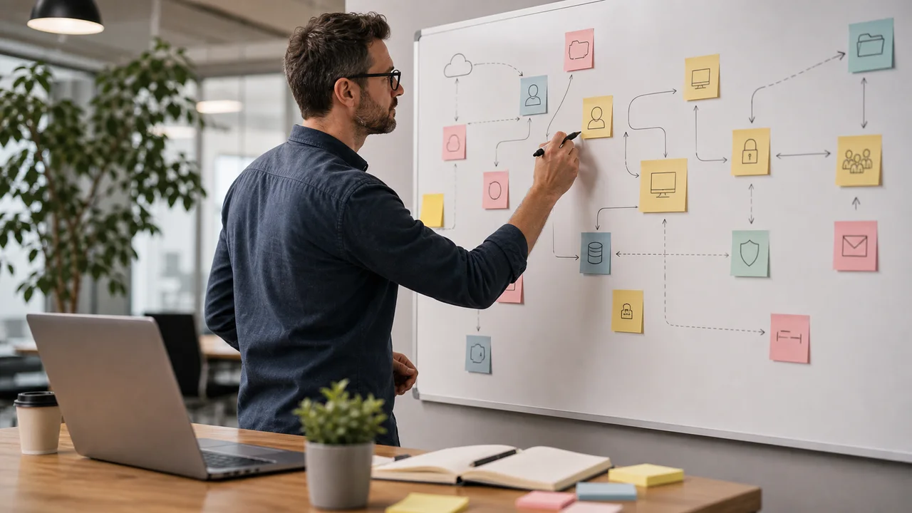Responsable IT cartographiant les outils de digital workplace