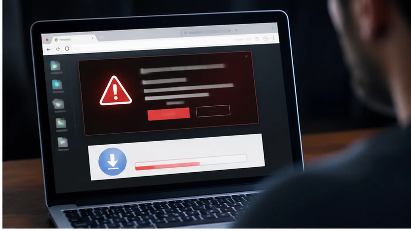 alerte de sécurité abstraite sur une page de téléchargement
