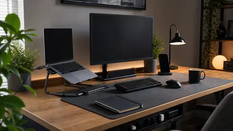 Setup geek utile: bureau propre, gadgets et accessoires vraiment pratiques